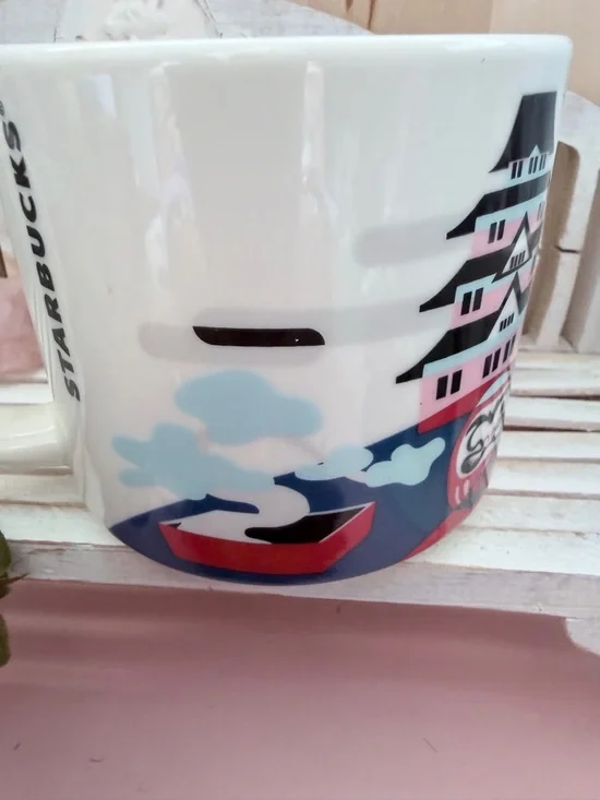 Starbucks Japan Sakura Red and White You Are Here Series Ceramic 14 Oz Mug - Picture 9 of 9